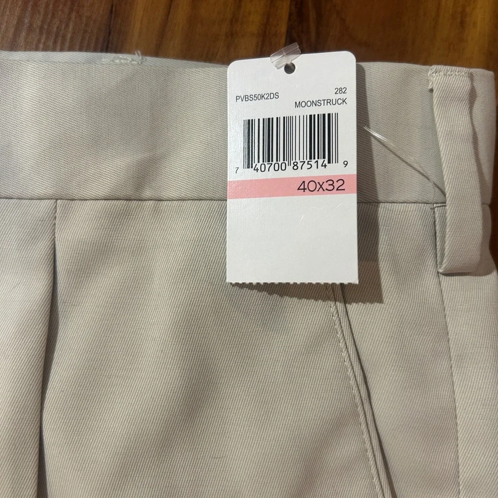 PGA Tour Ultimate Pant Mens 40x32 Moonstruck Beige Pleated Active Golf Slacks